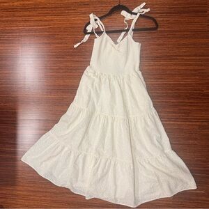 Madewell Ruffled Tiered Cream Ivory Cotton Boho Cottage Midi Dress Size XS